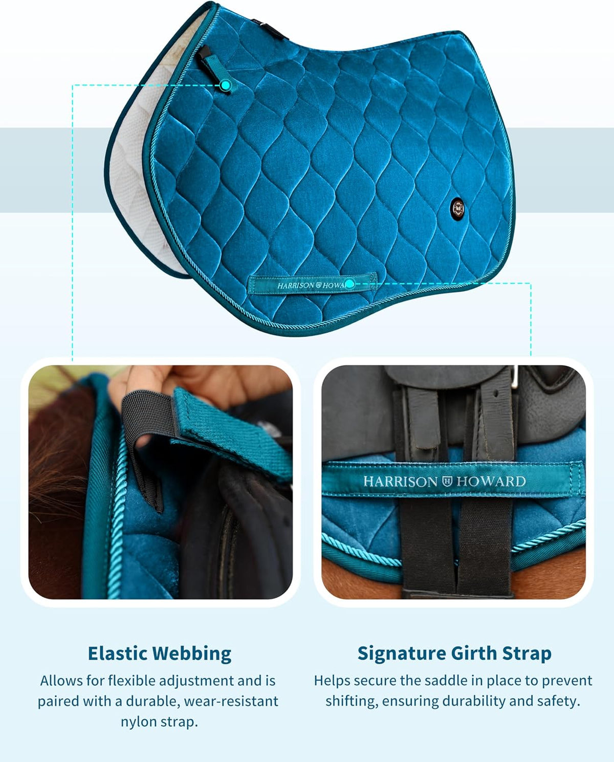 Close Contact Horse Saddle Pad for Jumping, w/Velvet Hue