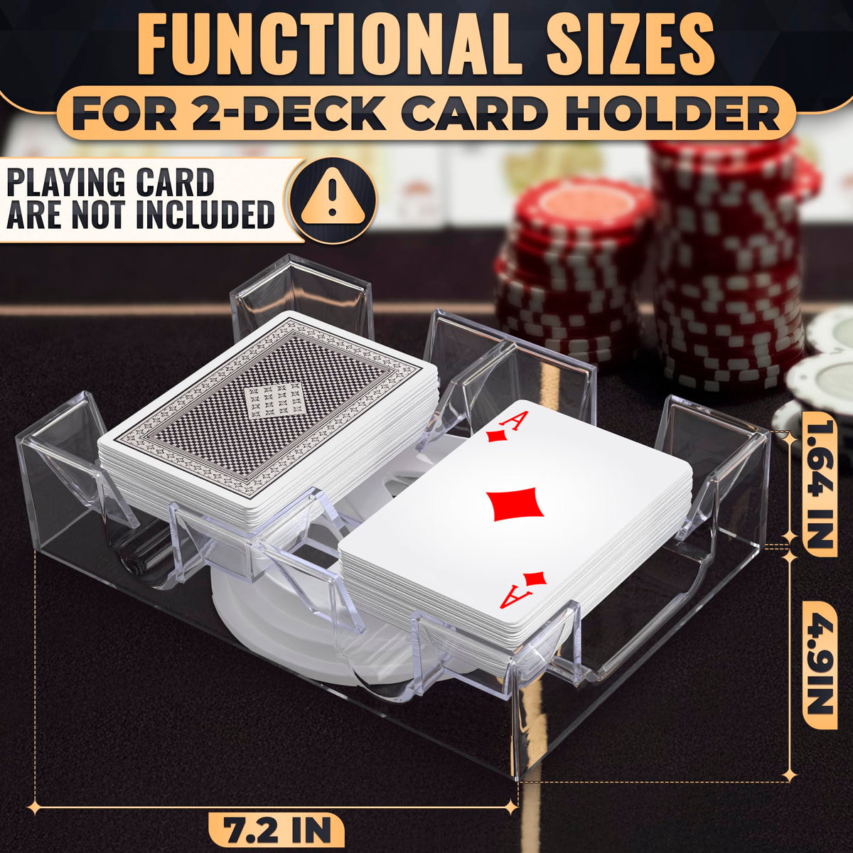 Card Holders for Playing Cards, 2 Deck Rotating Playing Card Holder Tray