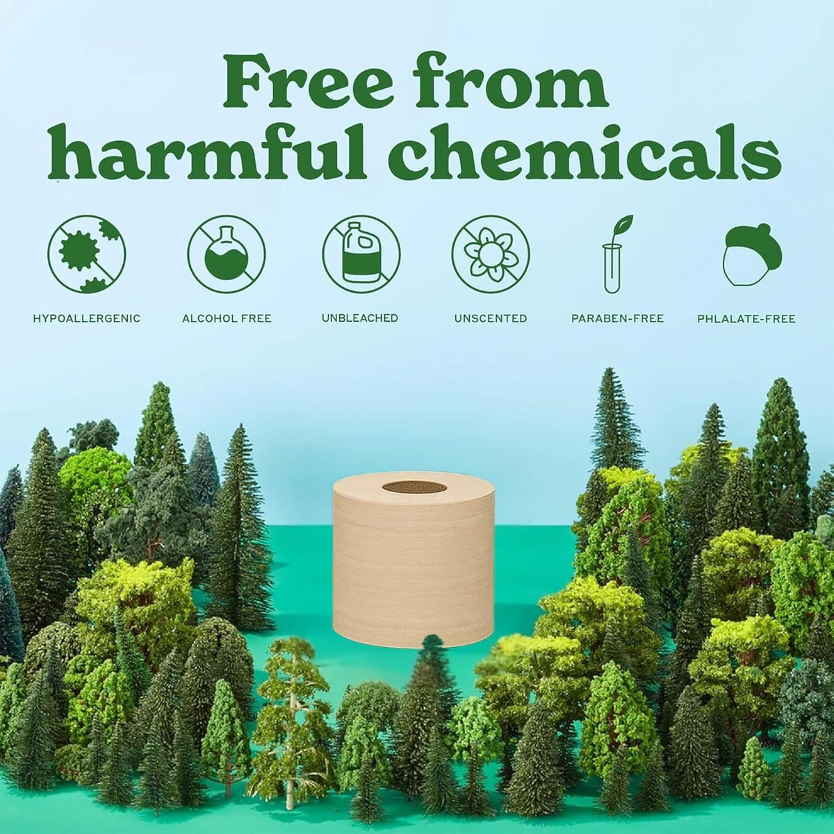 Tree Free Toilet Paper, Unbleached, Plastic Free, 12 Rolls