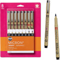 Pigma Micron, Graphic & Brush Fineline Pens, Archival Black Ink, 8 PK 30067
