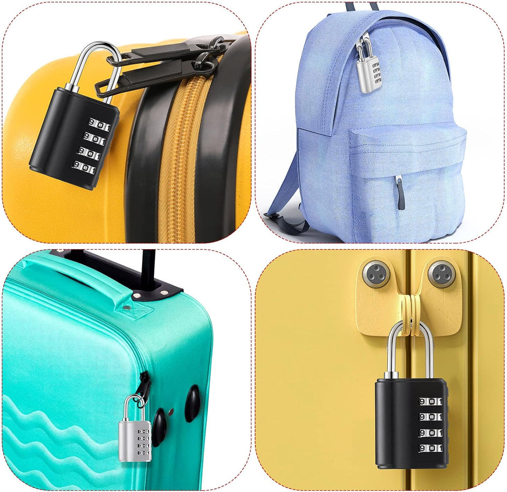 10 Pcs Combination Padlock 4 Digit Combination Lock with Keys Locker Resetable Security Outdoor Waterproof Gate Lock