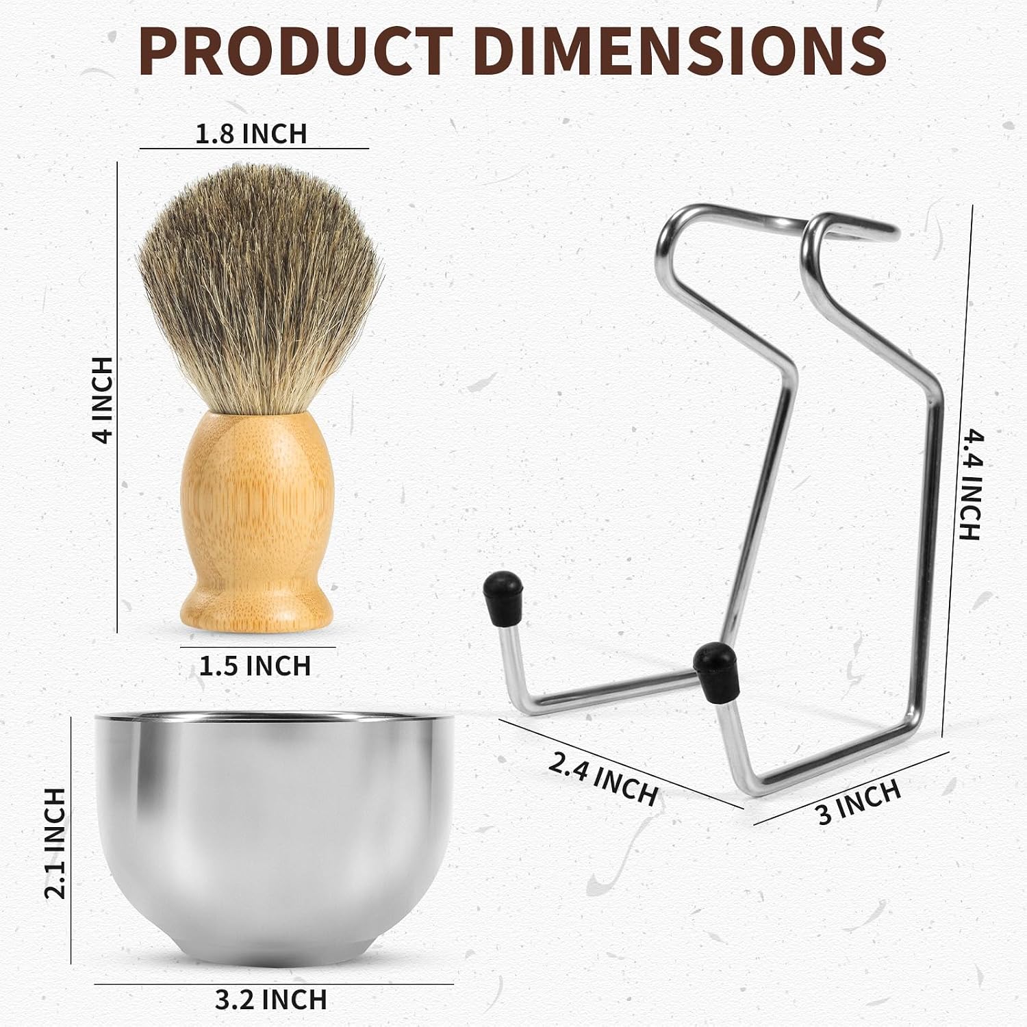 Shaving Brush Set for Men-Pure Badger Hair Brush with Bamboo Handle, Stainless Steel Stand & Bowl, Wet Shaving Kit