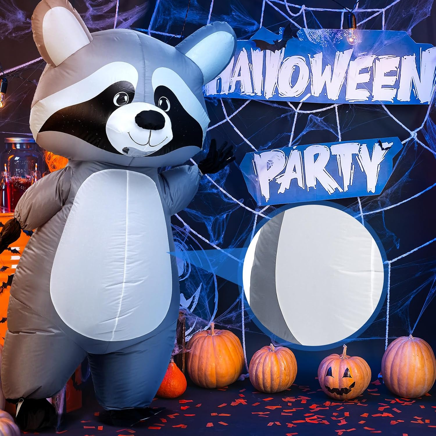 Inflatable Raccoon Costume for Adult Halloween Blow up Costumes for Men Women Funny Animals Cosplay Party