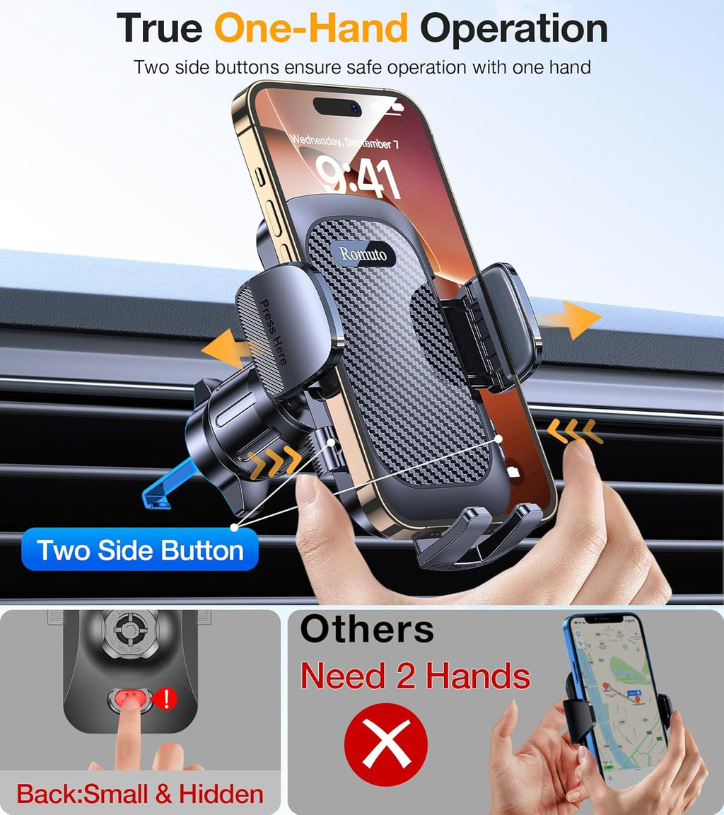 Phone Holders for Your Car Phone Holder Mount【2026 Strongest Suction】 Cell Phone Mount for Car Dash Windshield Vent
