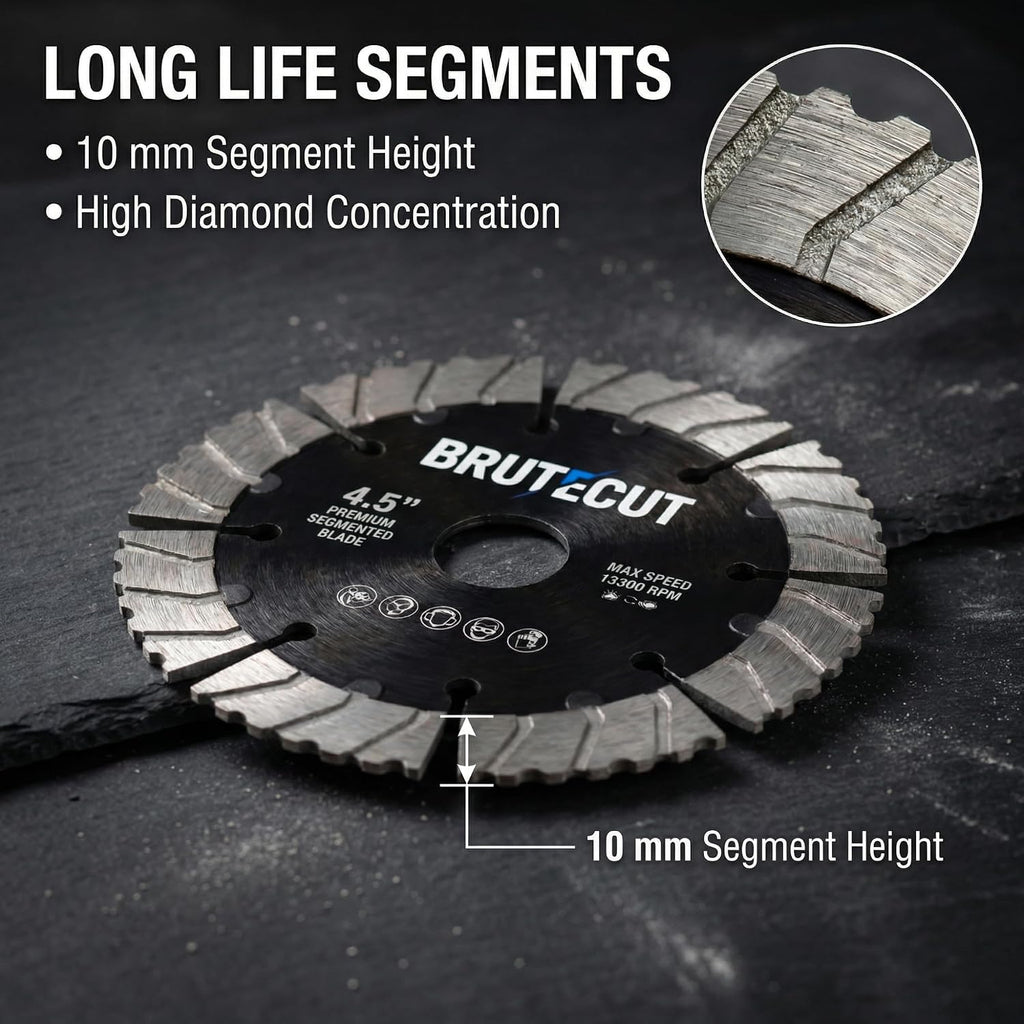 4.5" Diamond Blade for Concrete, Brick & Masonry | Wet/Dry | Fits 4.5 inch Angle Grinders | Concrete Cutting Disc |