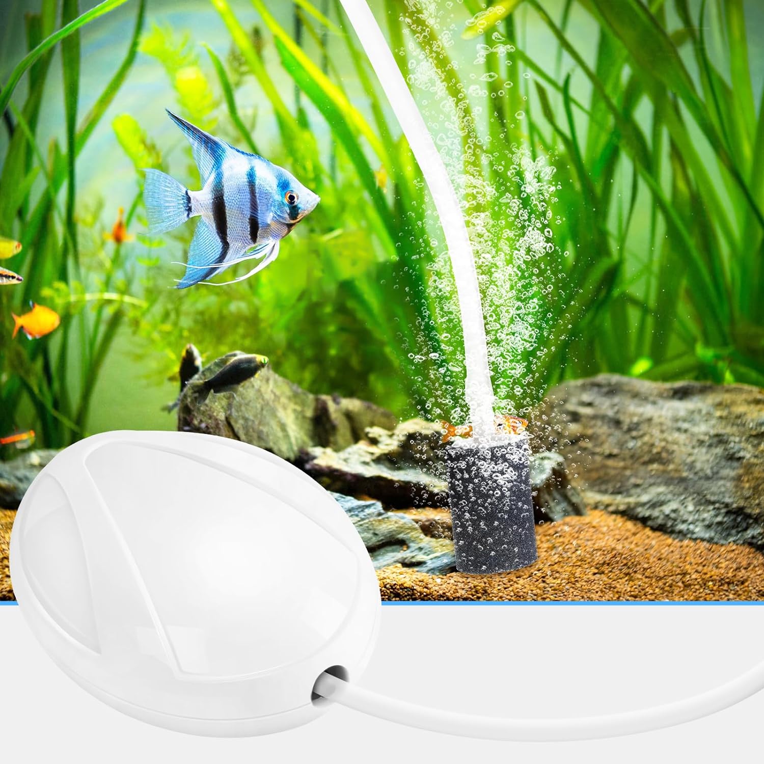 Aquarium Air Pump for 20-210 Gallon Tank, Fish Air Bubbler, Hydroponic Oxygen Aerator with Stones, Airline Tubing