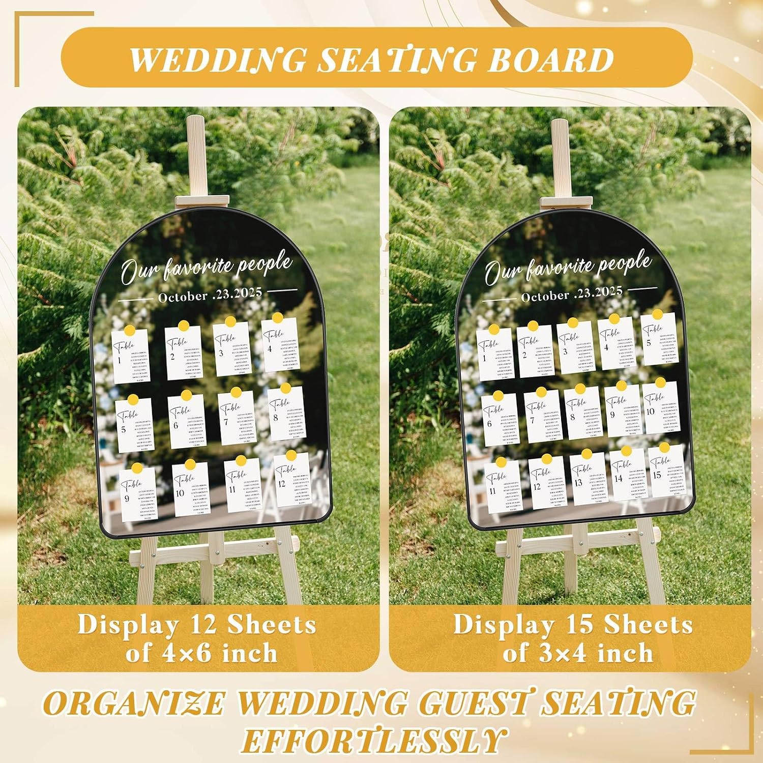 24 x 18 Inch DIY Wedding Seating Chart Mirror with Mirror Decal Sticker Wedding Reception Display Chart Board Our