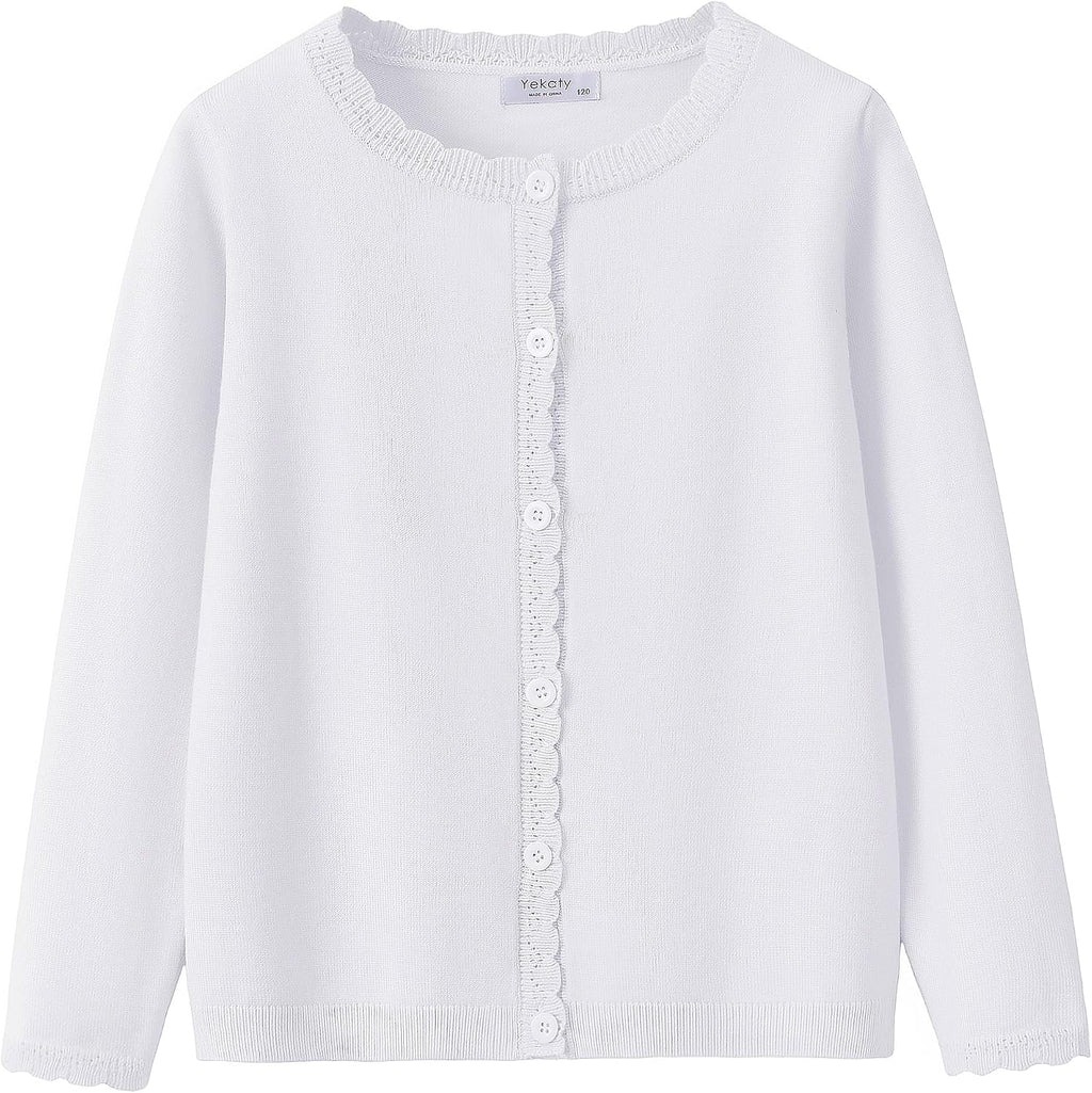 Girls Basic Cardigan Button Up Knitted School Sweater 4-12 Years | Soft Breathable,Cozy Lightweight Fall & Spring