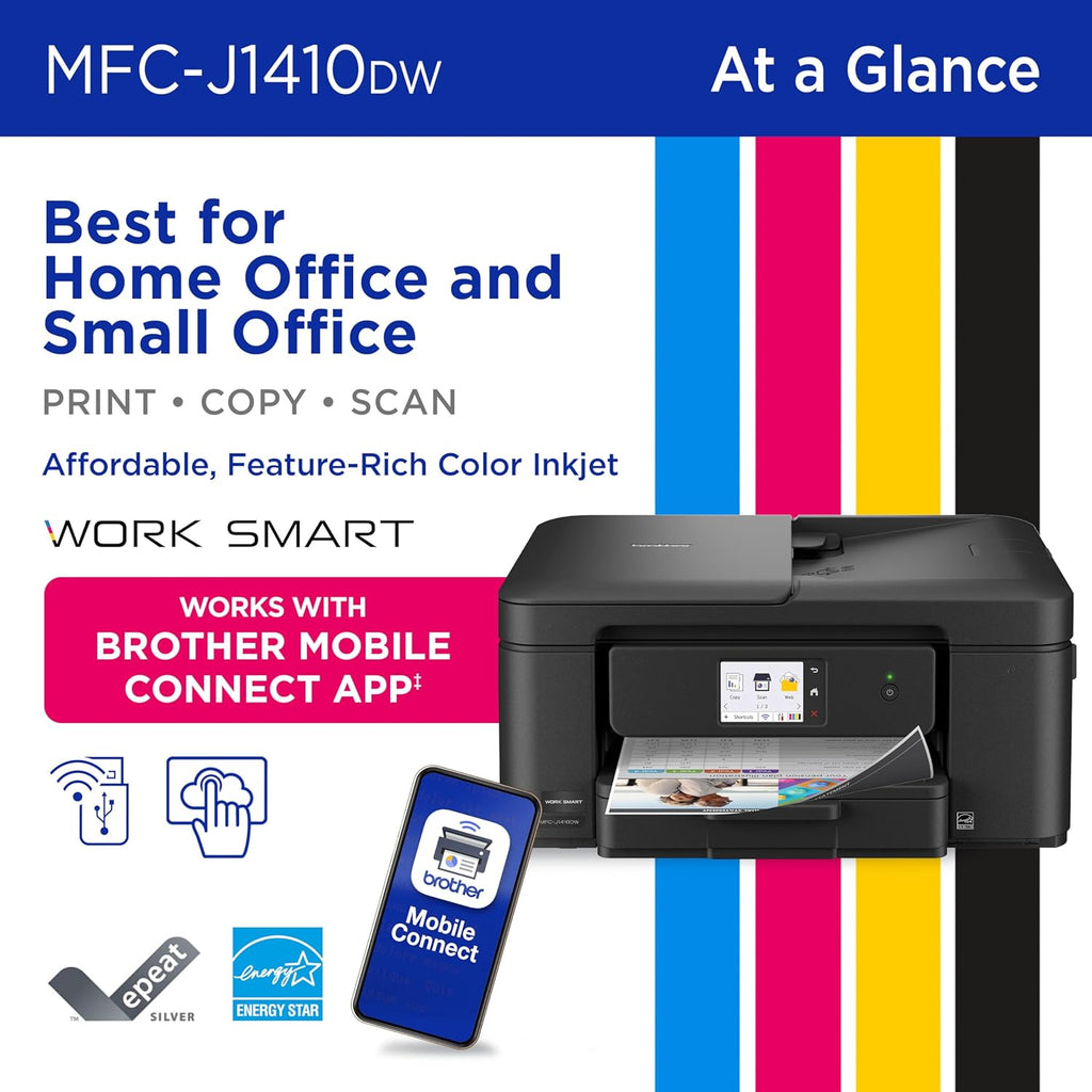 Work Smart 1410 Wireless Color Inkjet All-in-One Printer with 2.7” Touchscreen and Automatic Duplex Printing |