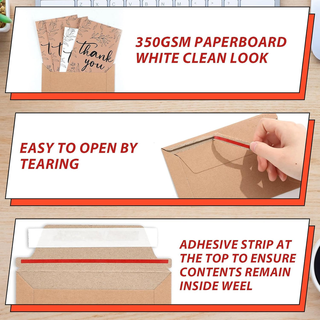 200 Pcs 6.5 x 4.5 Rigid Mailers with Self Seal Envelopes Stay Flat Photo Mailers Sports Cards Rigid Envelopes for
