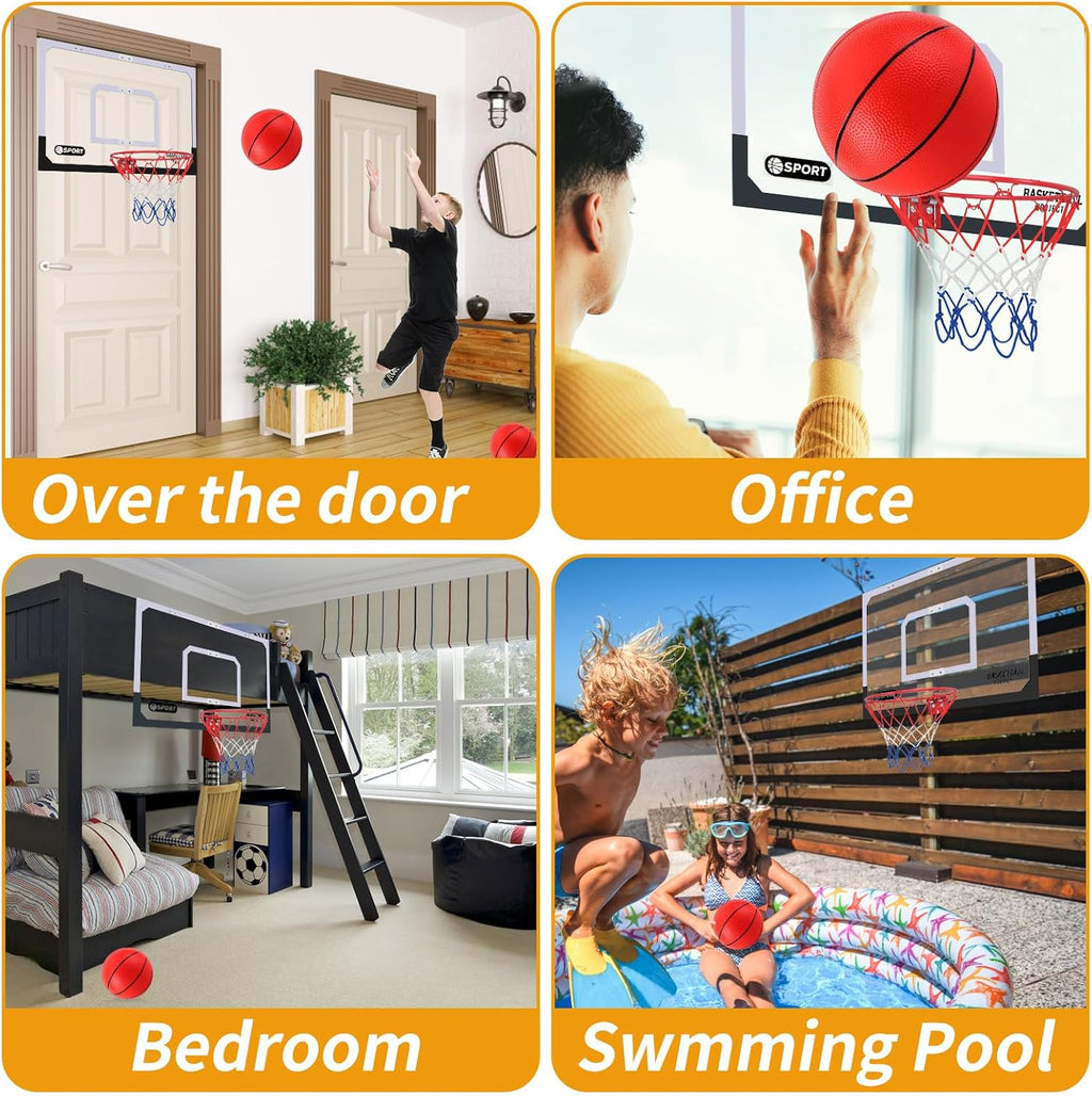 Upgrade Basketball Hoop Set - Extra Large 26" x 17" Pro Indoor | Indoor Basketball Hoop for Door&Wall with 2