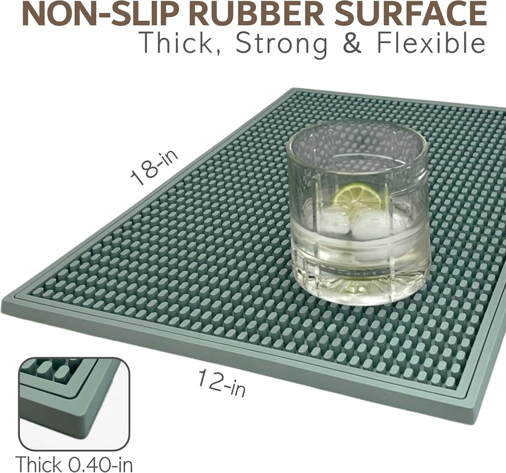 Rubber Bar Mat – Non-Slip Spill & Drip Mat for Bartending, Coffee Bar & Kitchen Countertop, Thick Durable Counter