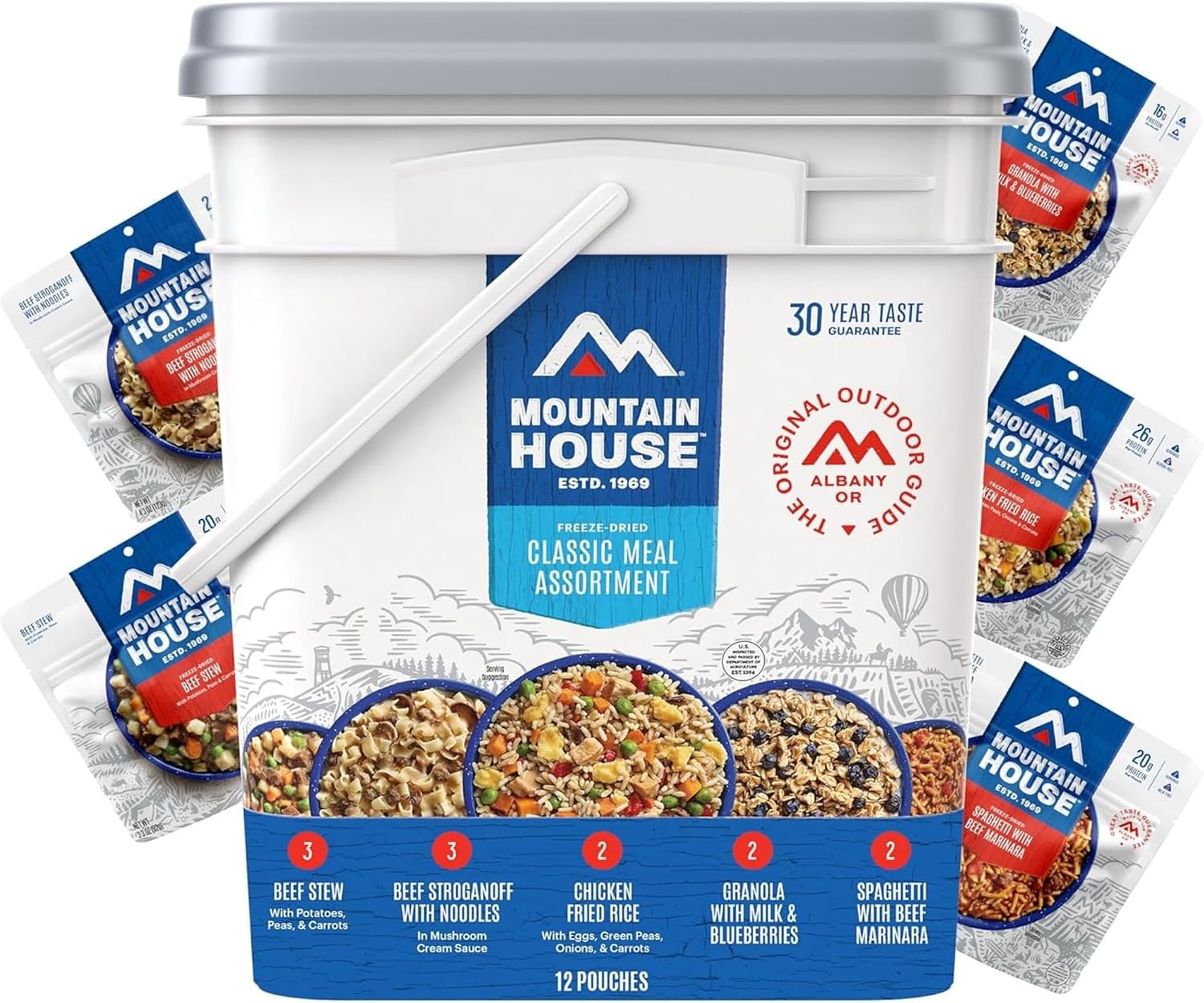 Emergency Meal Assortment Kits, Freeze-Dried Survival Food Kit for Disaster Preparedness & Long-Term Storage, 30-Year