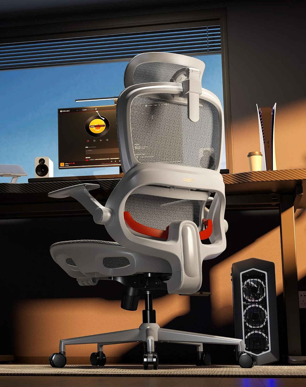 B100 Office Chair, Ergonomic Office Chair Without Footrest, Computer Chair with Wide Headrest & Adaptive Lumbar