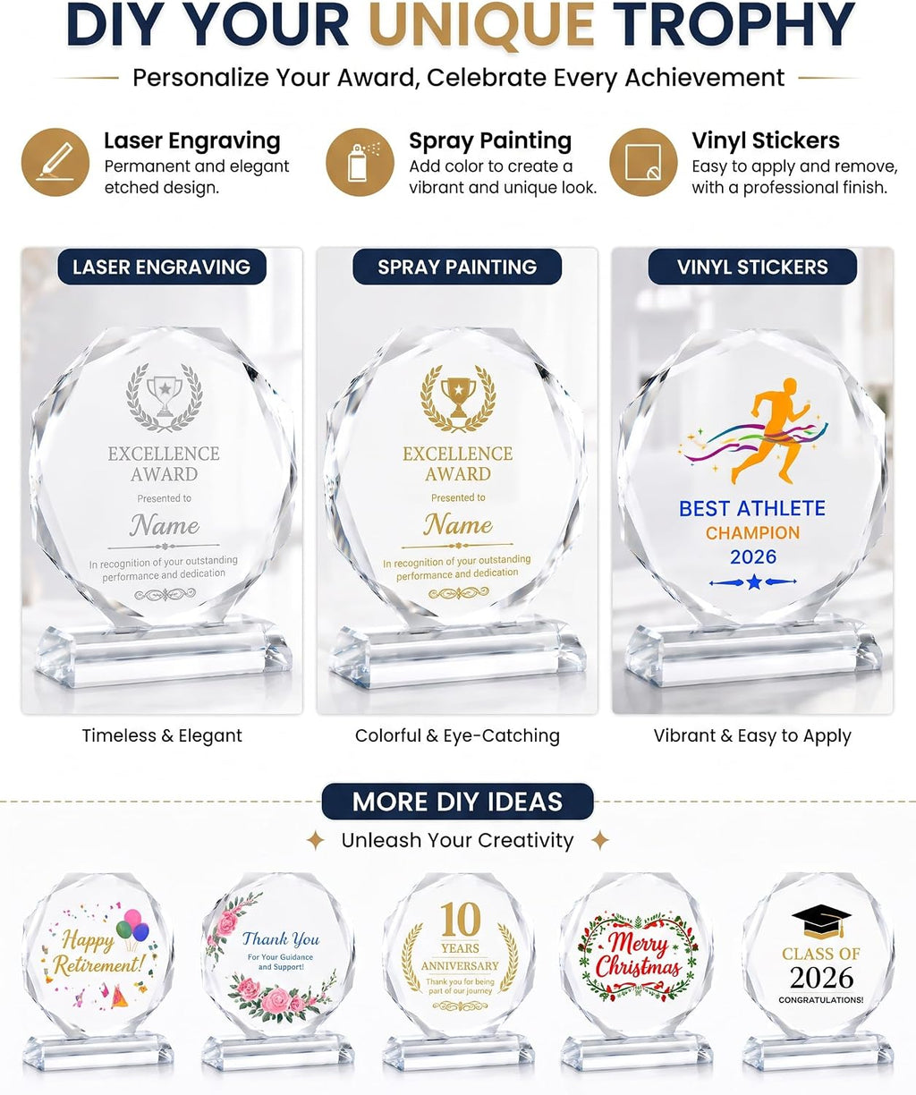 Engravable Crystal Award Plaque for Employee Recognition
