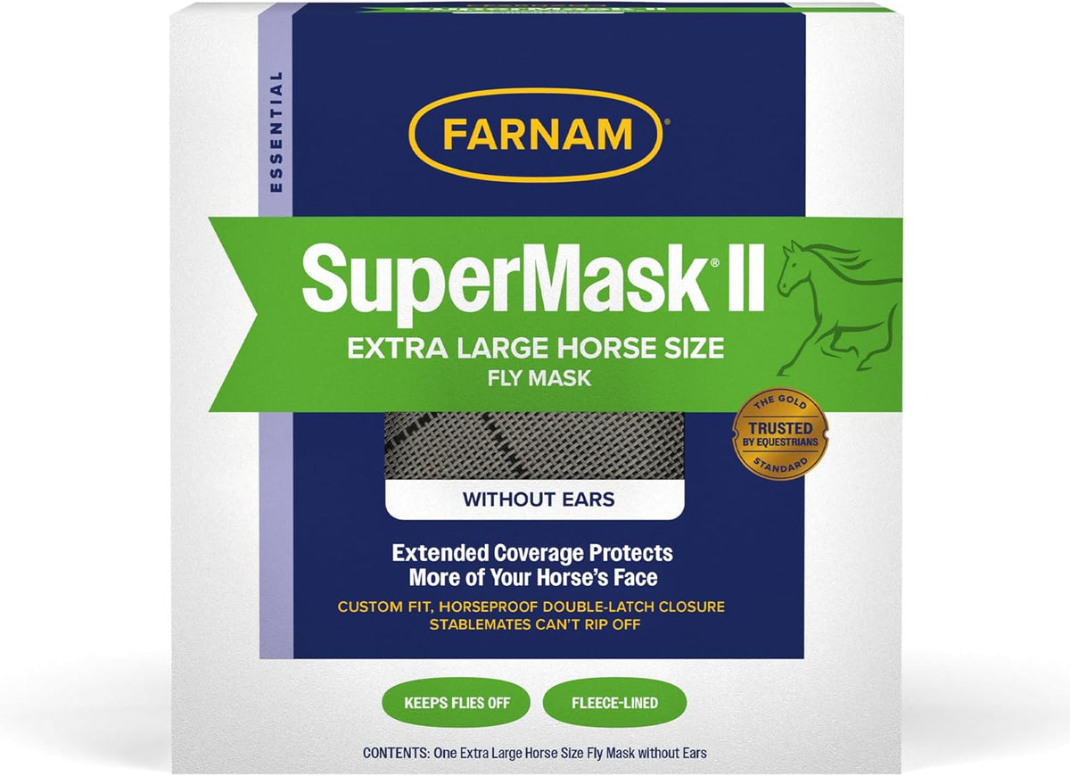 SuperMask II Horse Fly Mask Without Ears, Protects Eyes, XL Size