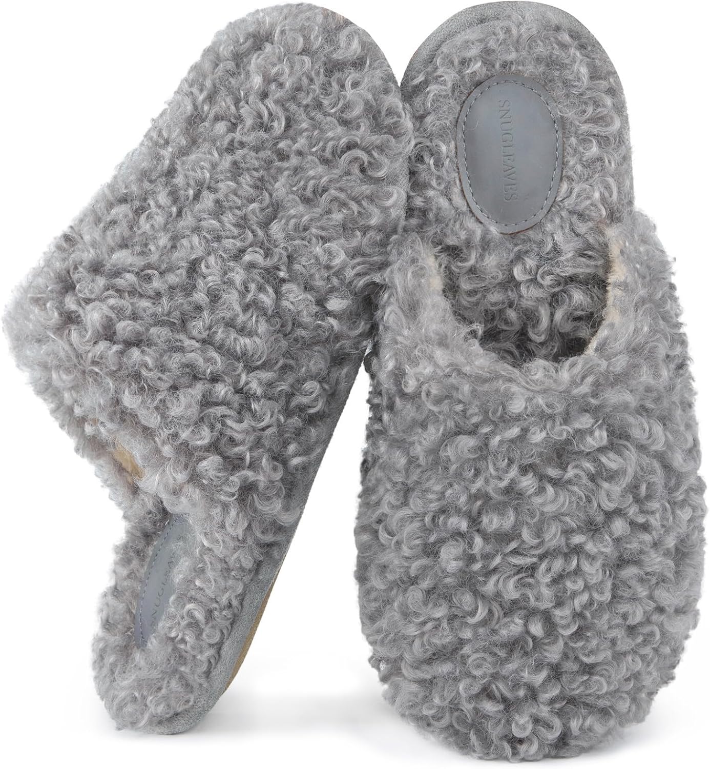 Women's Scuff Slippers Furry Cute Memory Foam House Shoes | Fuzzy,fluffy,furry,warm,curly fabric,memory