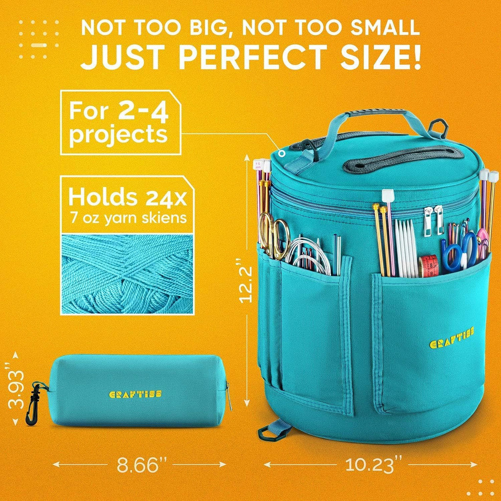 Crochet Bag Organizer & Yarn Storage Bag, Knitting Bag and Yarn Holder with Removable Divider, Holds Skeins, Hooks