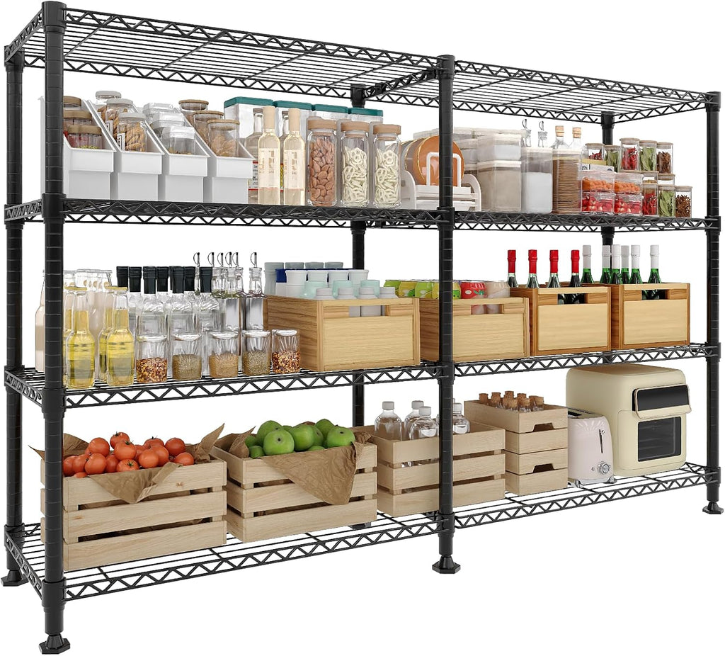 Metal Storage Shelves 4-Tiers, Standing Garage Shelving Unit 59"W x 13.8"D x 59.5"H, Heavy Duty Wire Shelving Rack