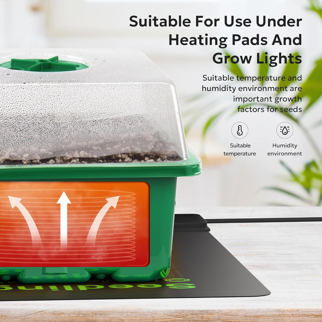 10 Pack Seed Starter Tray, 120Cell Stater Kit with Humidity Dome Green | Reusable Clear Plant Germination Tray with
