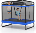 6 FT Trampoline for Kids with Swing, Toddler Trampolines with Safety Enclosure Net, ASTM Approved, Rectangle Indoor &