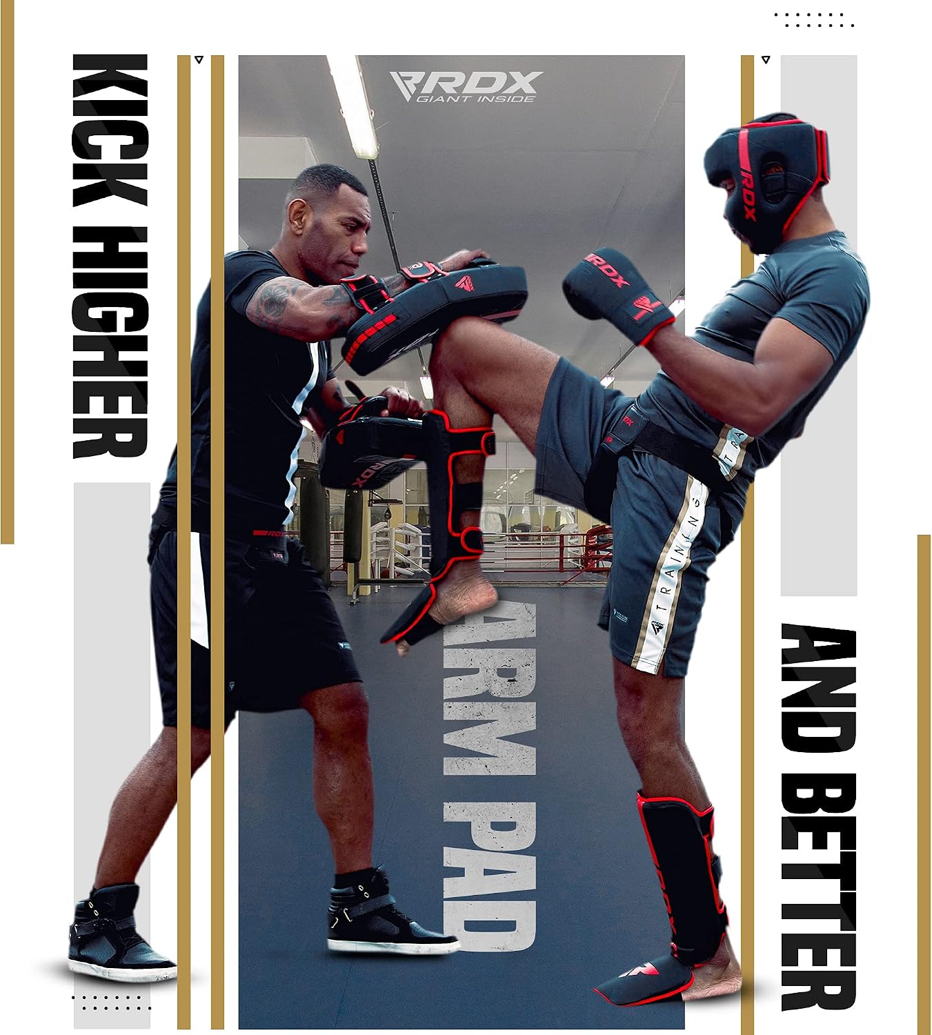 Thai Pads Curved Kickboxing Muay Thai with Solid Handle Grip, Maya Hide Leather KARA Strike Shield for Knees Elbows