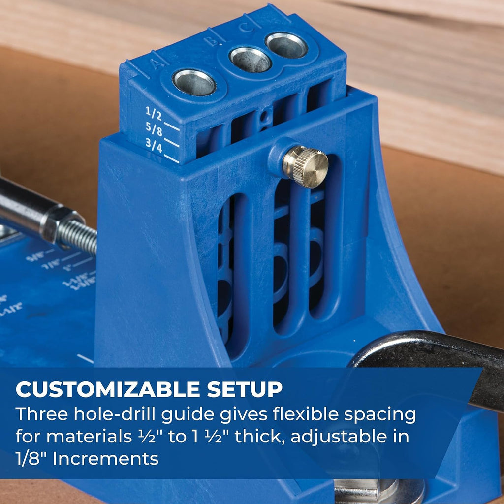 K4 Pocket Hole Jig - Adjustable, Versatile Jig for Strong Joints - Create Perfect, Rock-Solid Joints - Easily