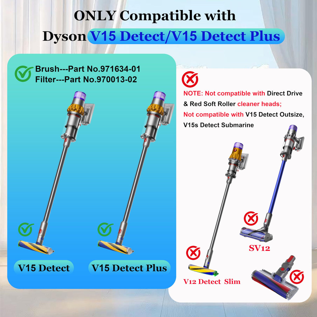 V15 Filter & Roller Brush for Dyson V15 Detect/Detect Plus Vacuum