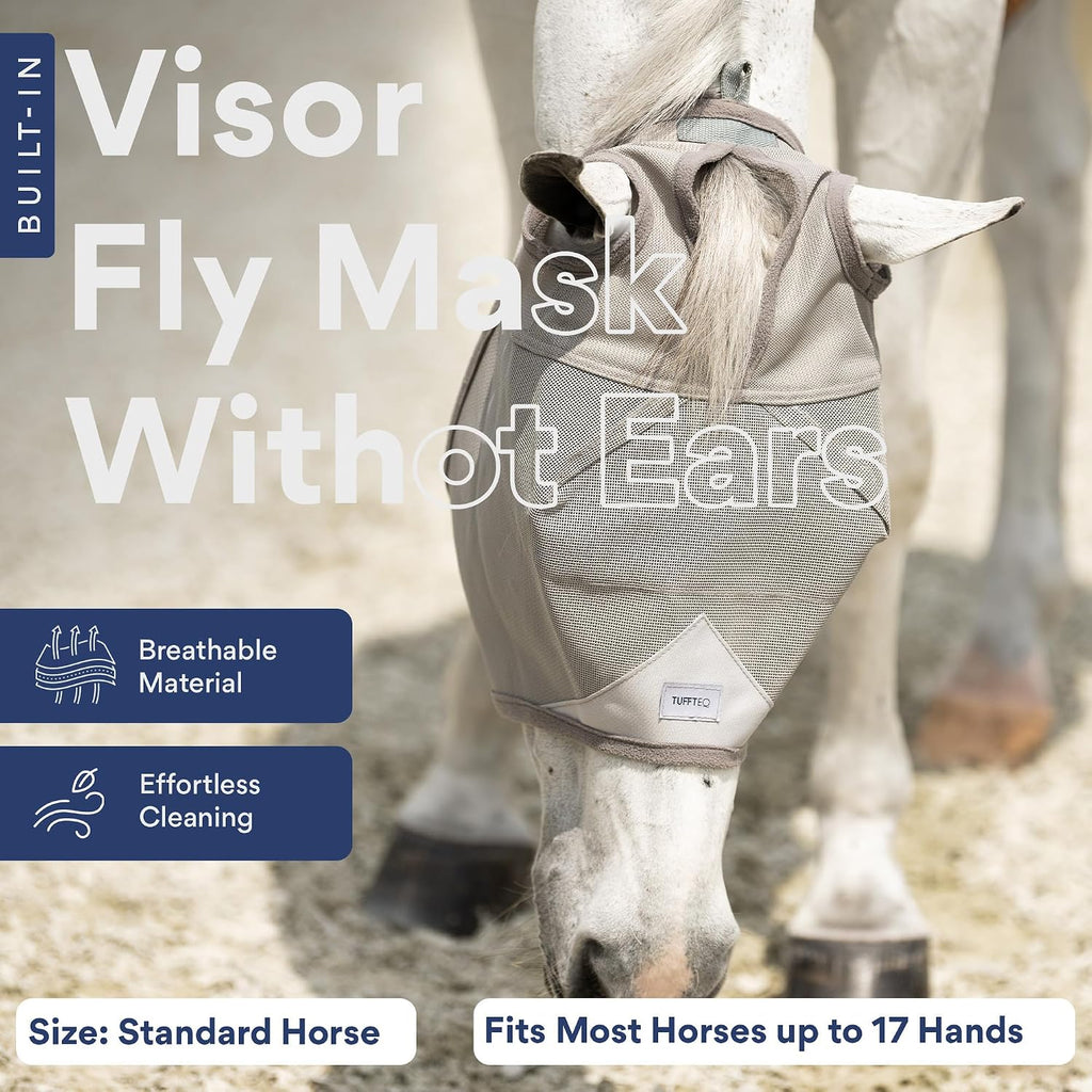 Horse Fly Mask Without Ears, Built-in Visor, Standard Medium/Large