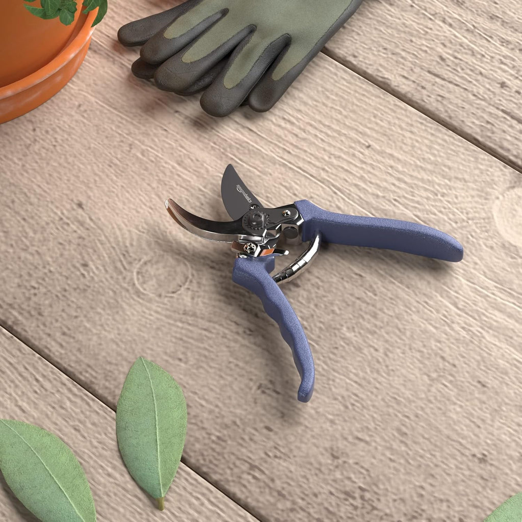 Professional Bypass Pruning Shears, Garden Clippers, 8-inch Steel Hand Pruners, Rust Resistant with Ergonomic