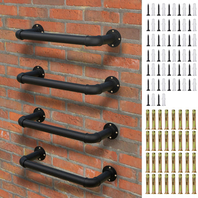 4-Step Wall Mounted Ladder, Heavy Duty 700lbs Capacity Steel Pipe Fire Escape Ladder for Egress Window & Basement