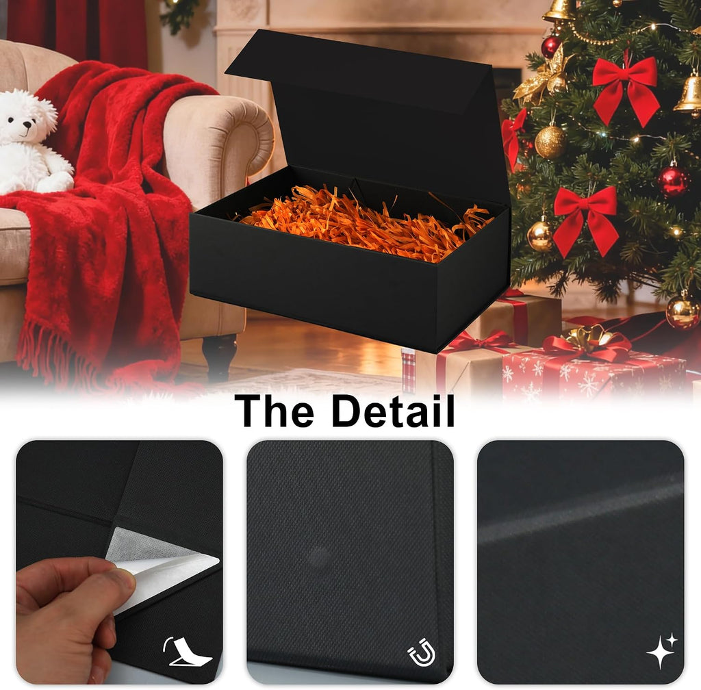 Black Gift Boxes With Lids,11×7.8×3.5 Inch,Magnetic Box for Present