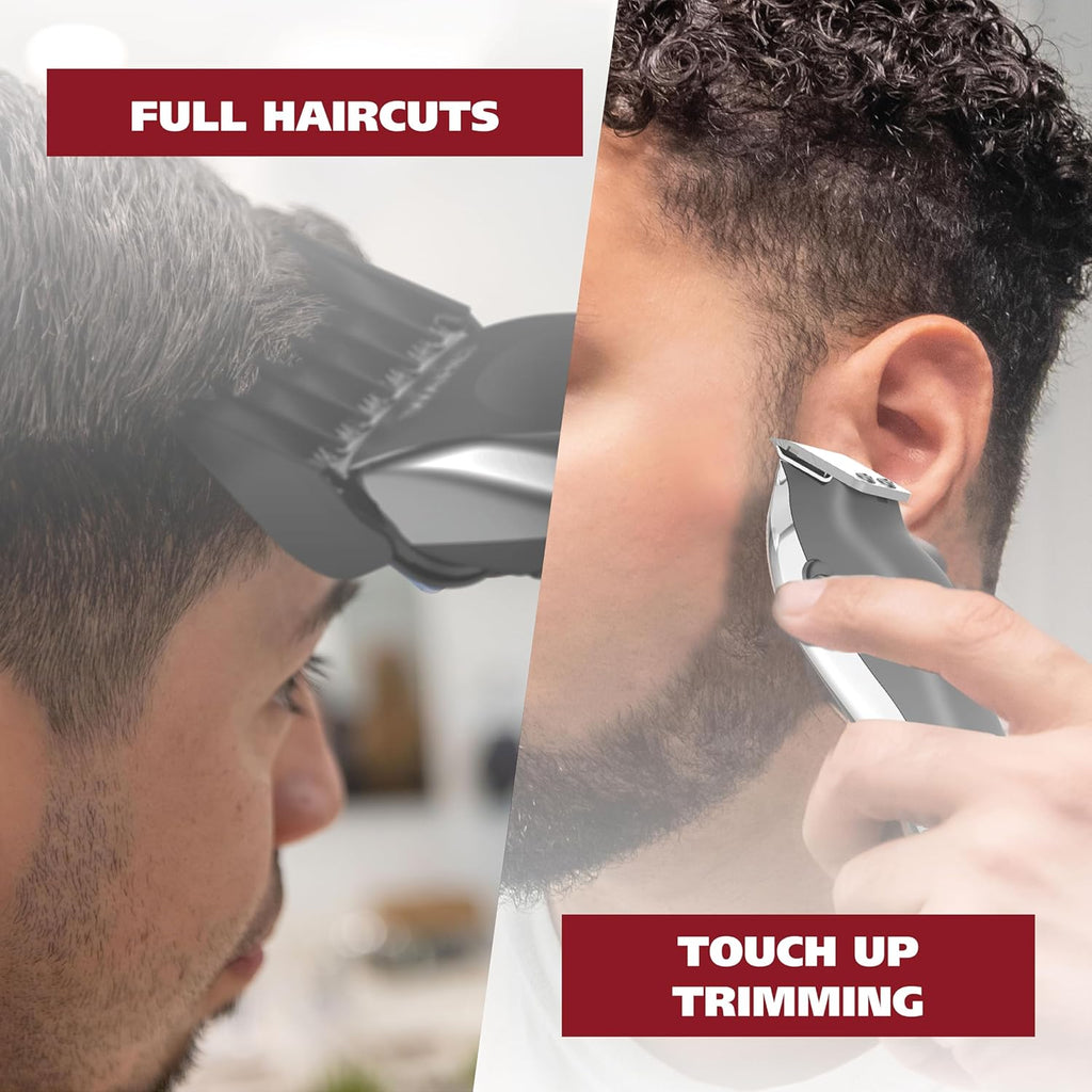 Clipper Cordless Chrome Pro Hair Clippers for Men & Battery Trimmer | Achieve Full Haircuts & Touch-Up Trims At Home