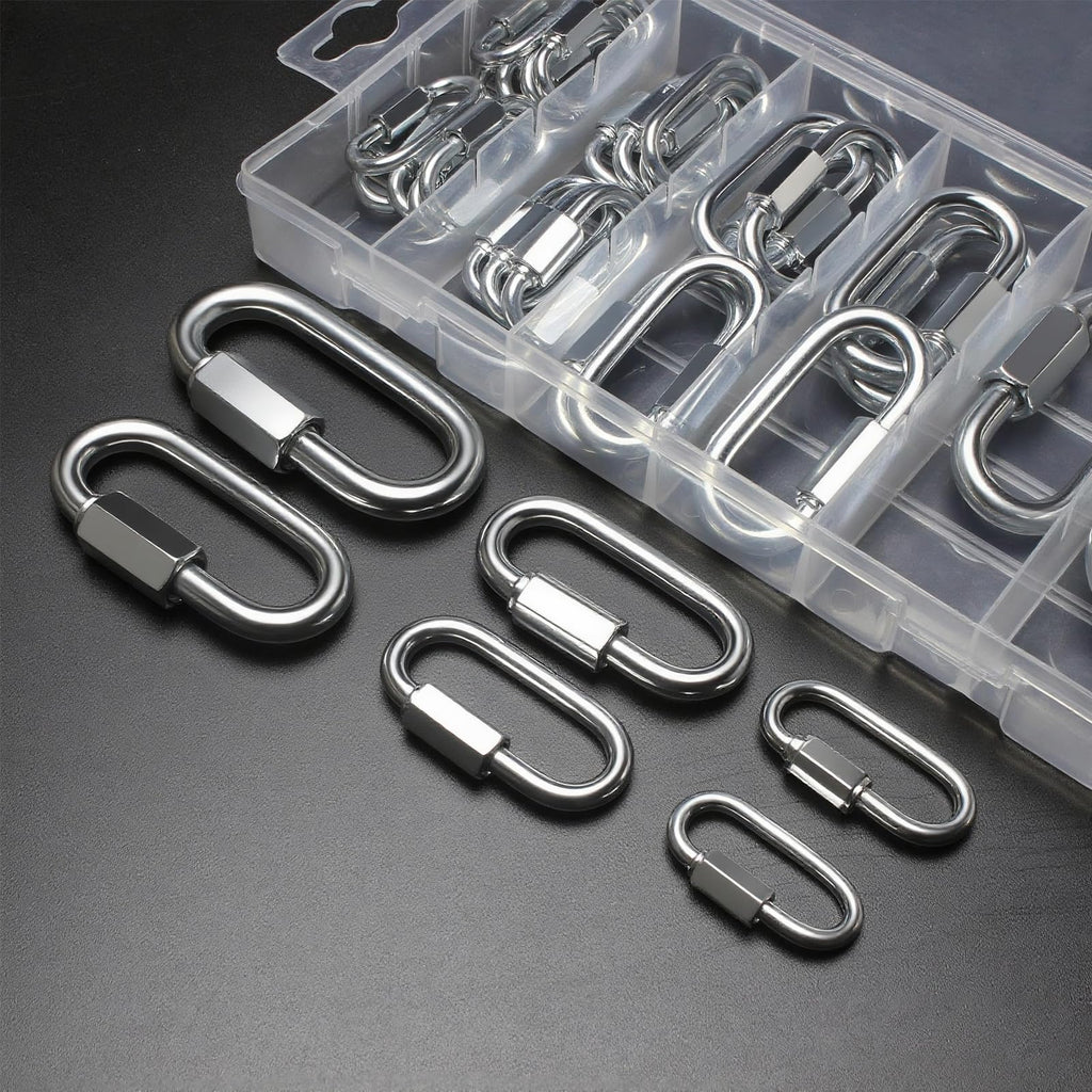 34 PCS Quick Link Kit Chain Link Assortment Chain Connectors (6 Sizes)