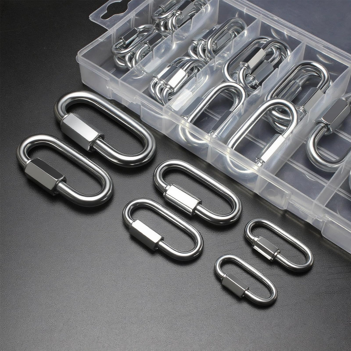 34 PCS Quick Link Kit Chain Link Assortment Chain Connectors (6 Sizes)