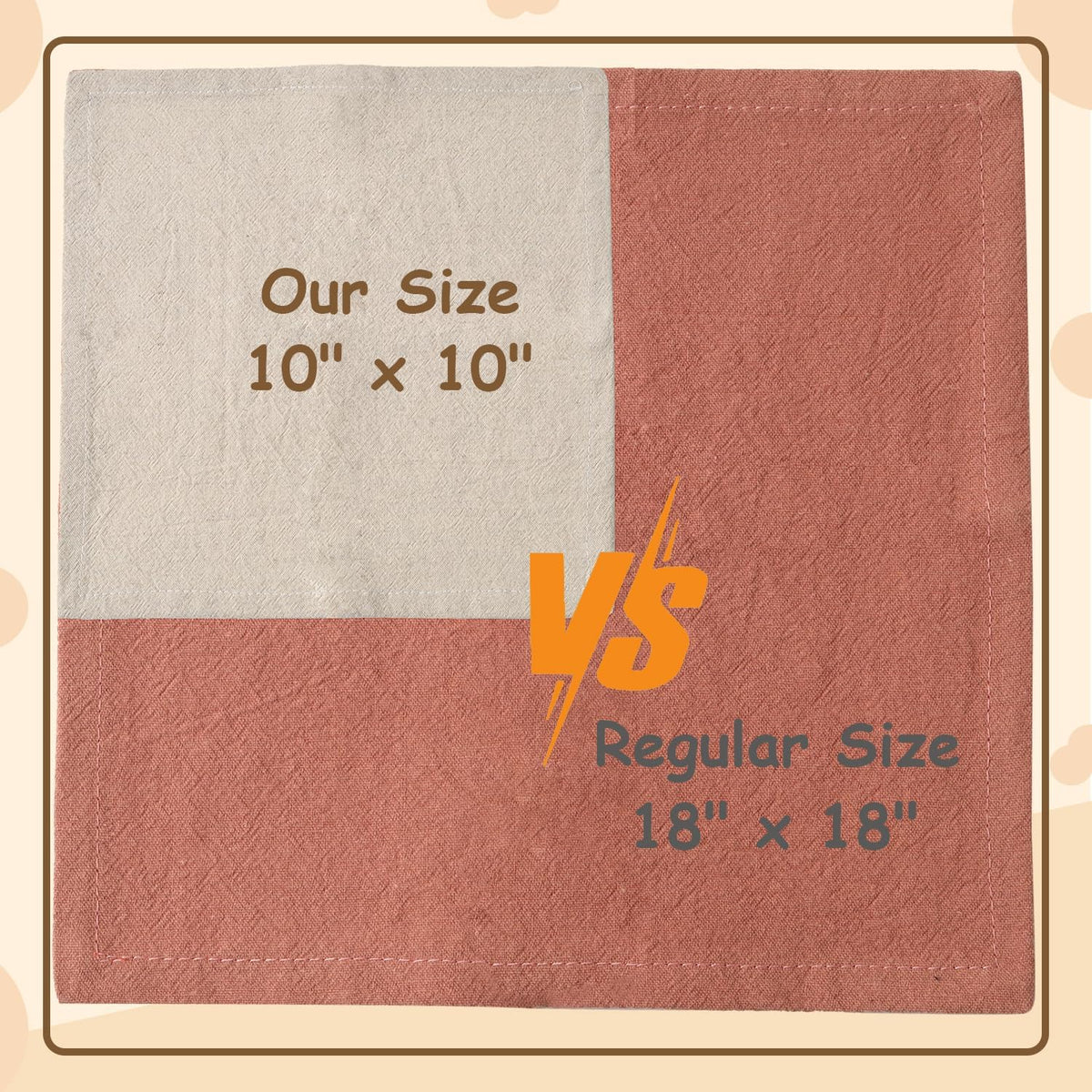 Eco Hanky 10x10in Reusable Small Cloth Napkins, Light Pink, 12pk