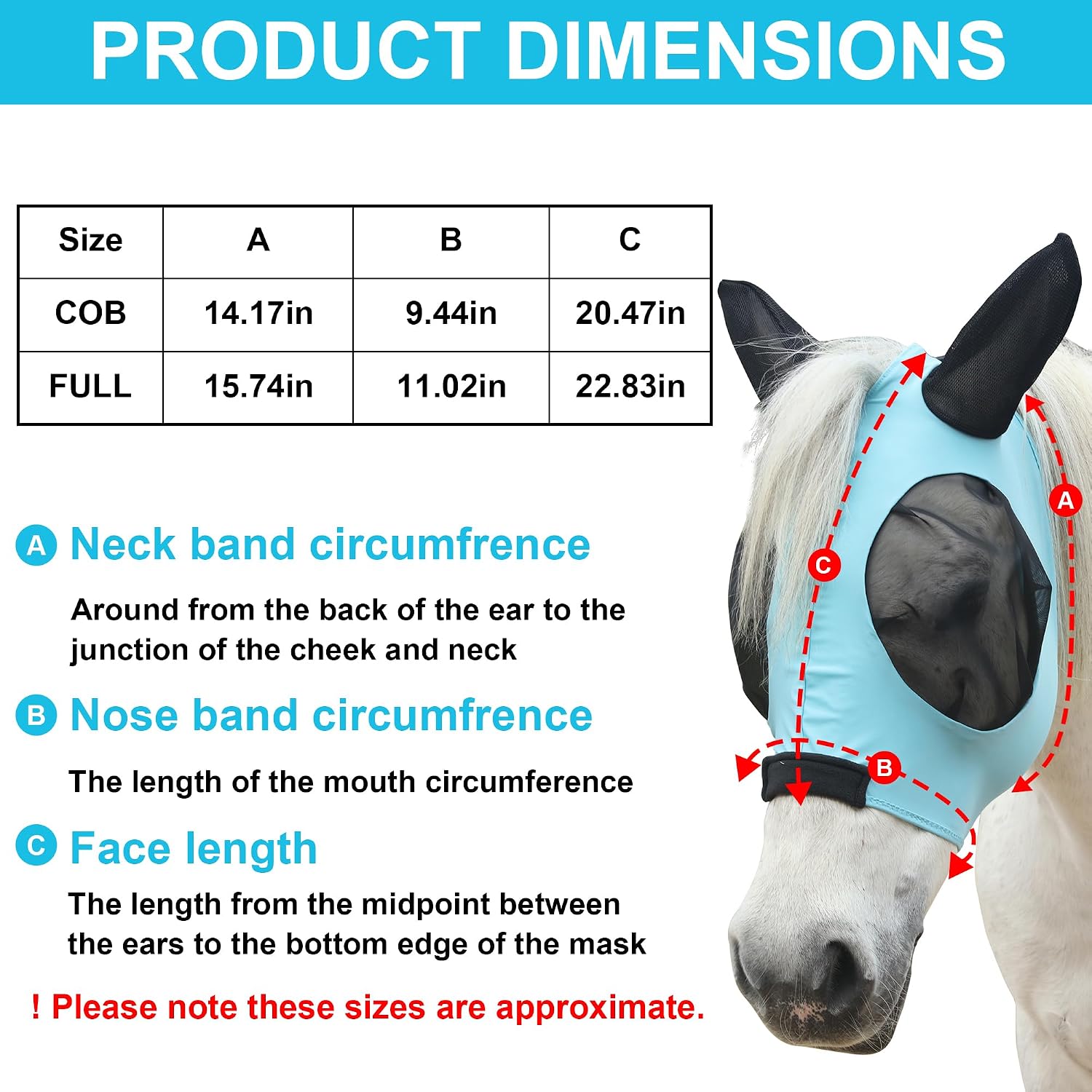 Elastic Fly Mask for Horse with Ear, Equine Fly Mask UV Protection