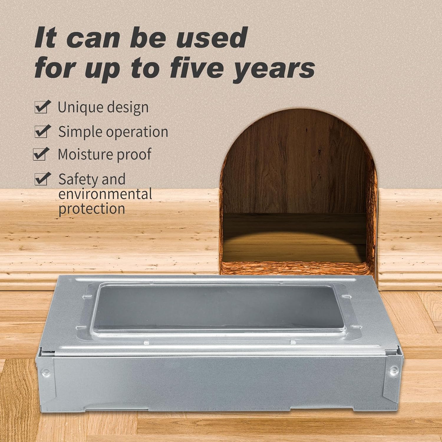 4 Pack Mice Trap Multi Catch Humanized, Silver, Clear Top | Mouse Traps, Reusable Rodent Control with See-through