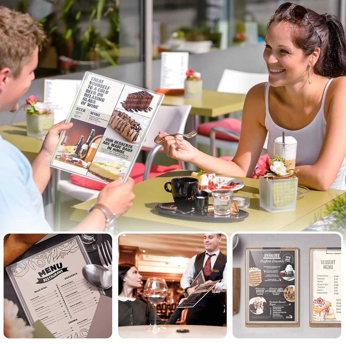 Menu Covers 8.5 x 11, 36 Pack, 2 View Restaurant Menu Covers, Vinyl