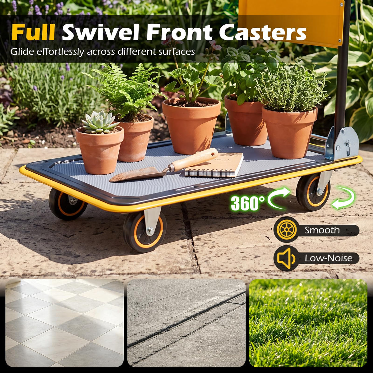 Folding Platform Cart, Rolling Flatbed Cart Hand Platform Truck