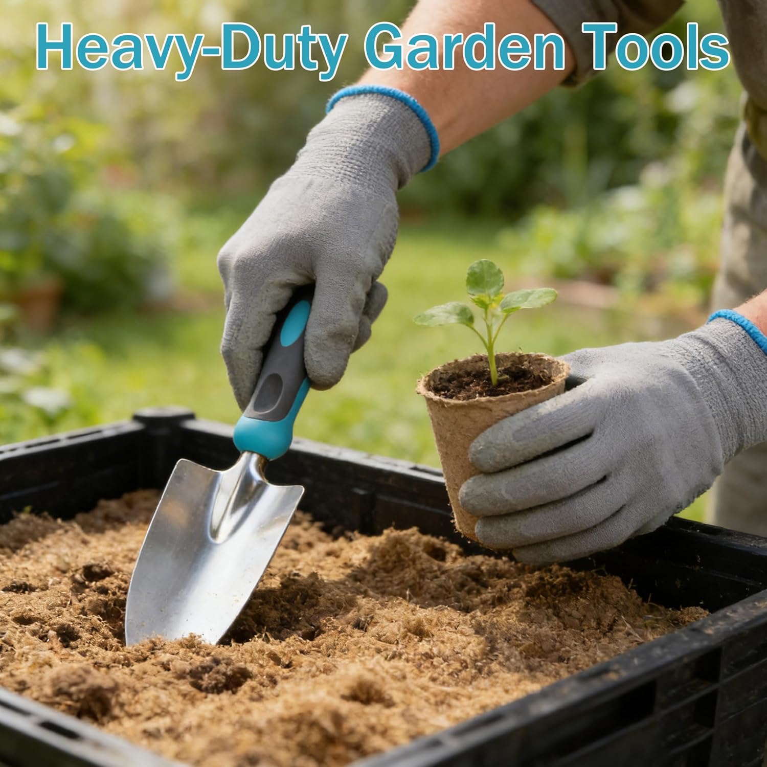 Gardening Tools, Carsolt 10 Piece Heavy Duty Stainless Steel Garden Tools Set with Ergonomic Rubber Handle. Variety