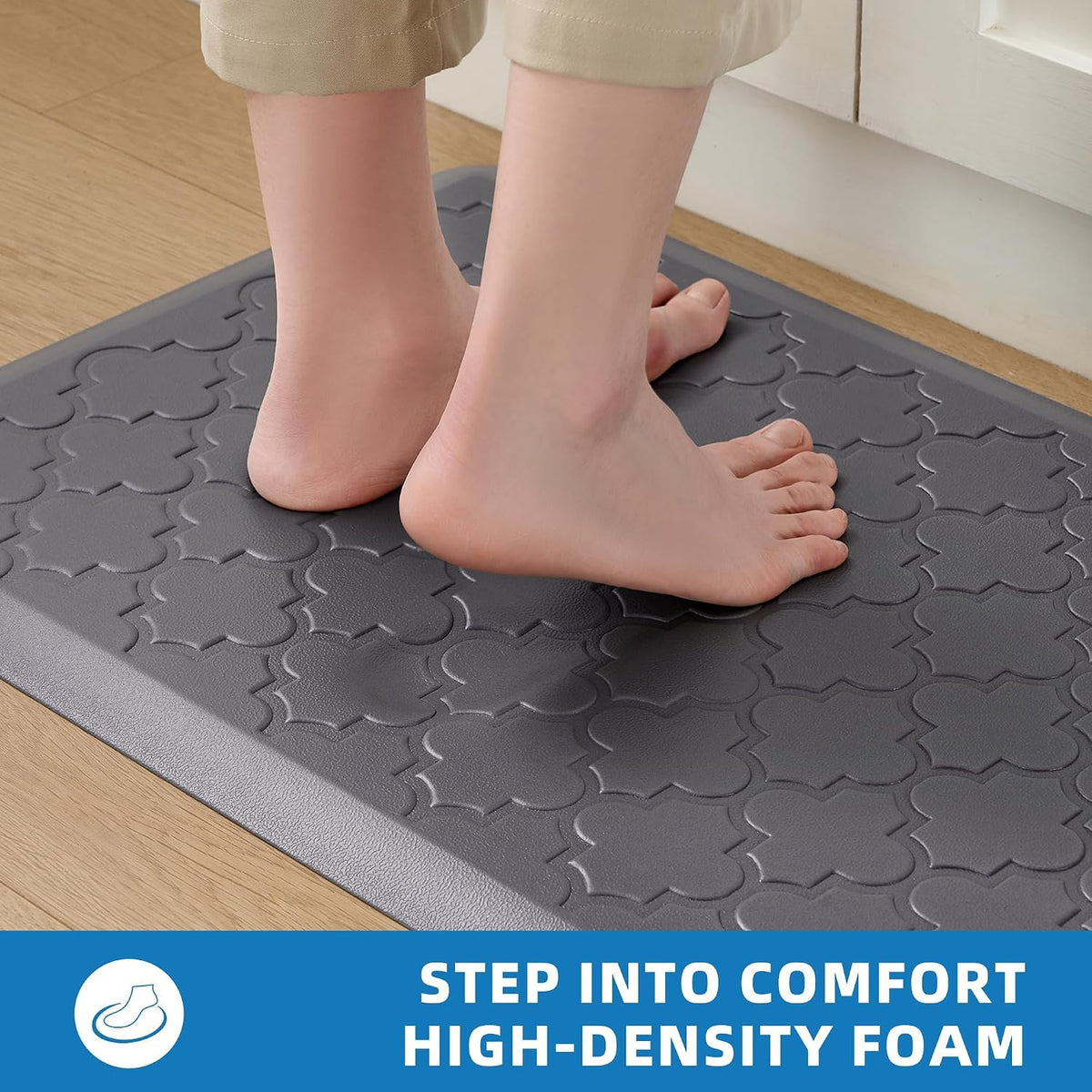 Kitchen Mats for Floor 2 Piece Anti Fatigue Mats, Grey