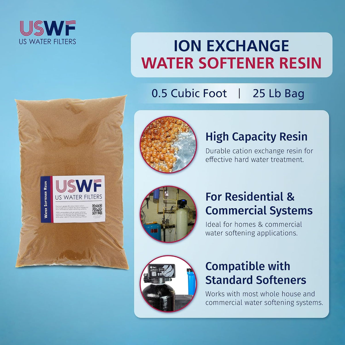 Ion Exchange Water Softener Resin, 25 lb (0.5 Cu Ft)