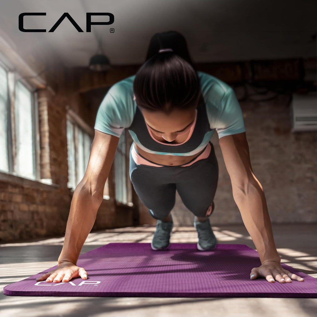 1/2-Inch High Density Exercise Yoga Mat with Strap | Multiple Options