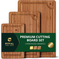 Wooden Cutting Boards for Kitchen Meal Prep & Serving - Non Toxic Bamboo Wood Cutting Board Set with Deep Juice