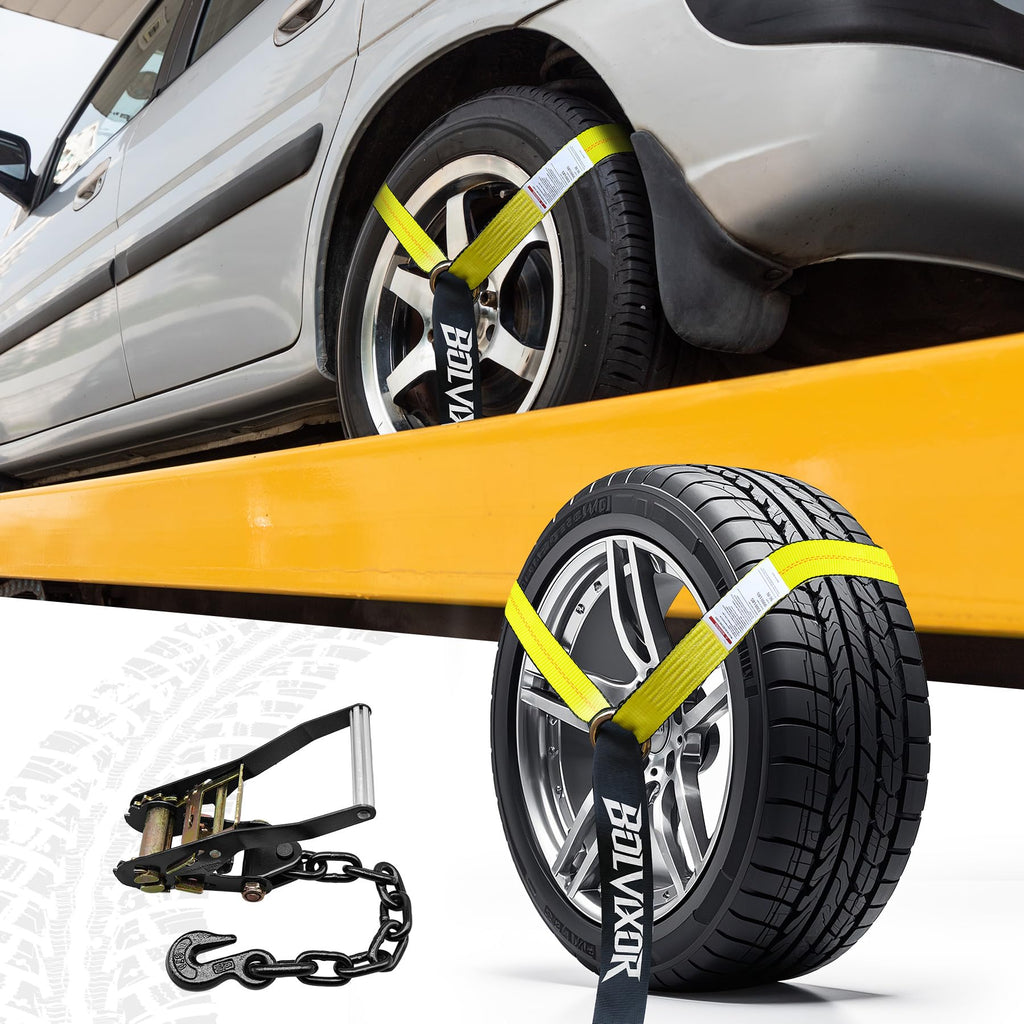 Car Tie Down Straps, 4 Pack, 2" x 96", 9900 LBS Break Strength