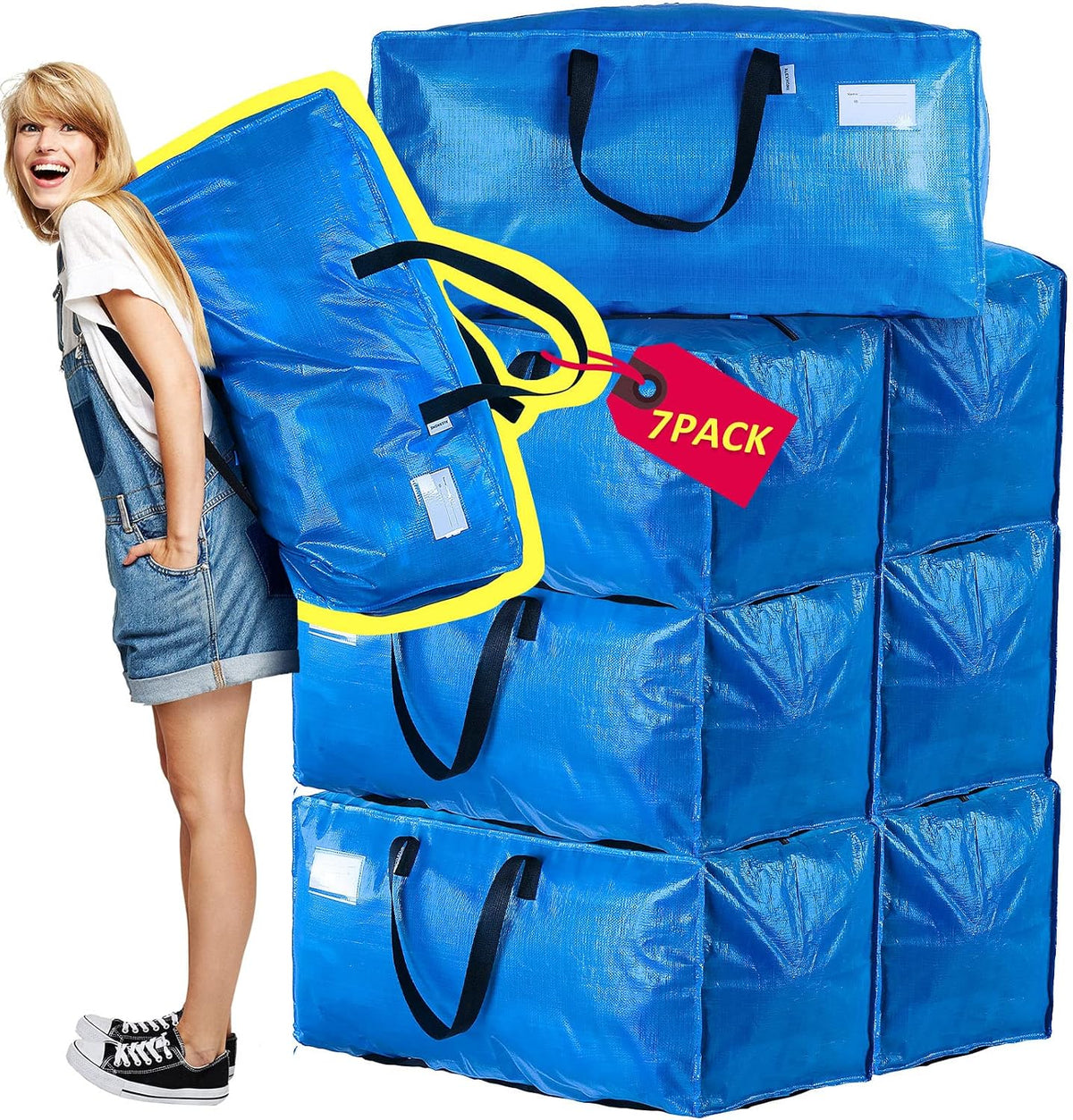 Heavy Duty Extra Large Moving Bags,Storage Totes for Moving,Reusable Plastic Moving Boxes,Packing and Moving