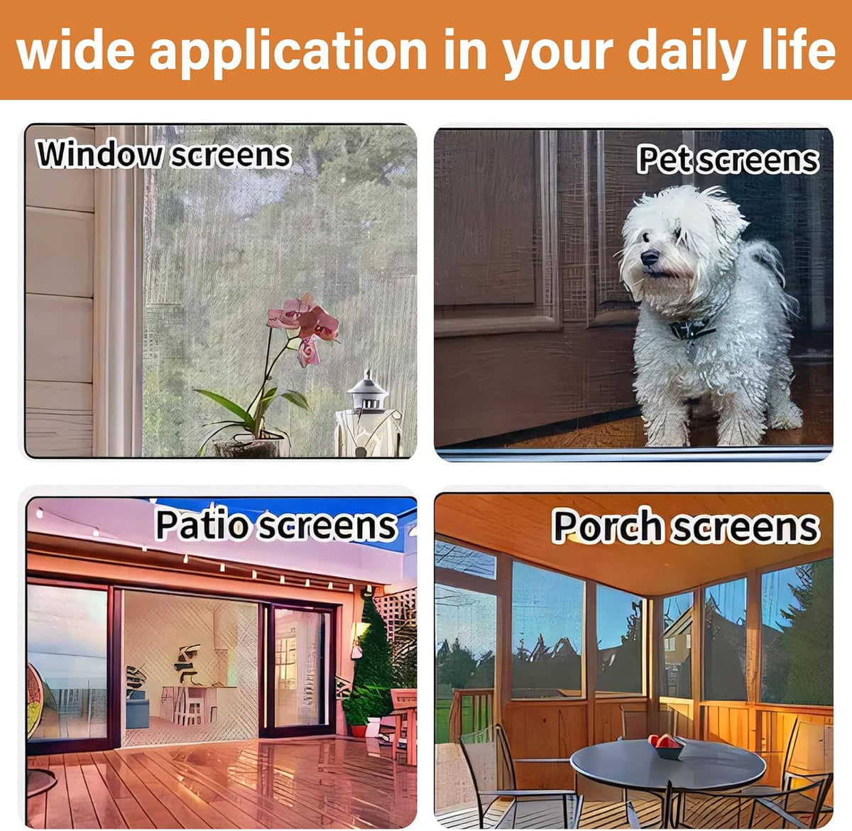 Window Screen Replacement Kit Width:48in Length:158 Fiberglass|Includes Full Set of Tools | Suitable for Windows