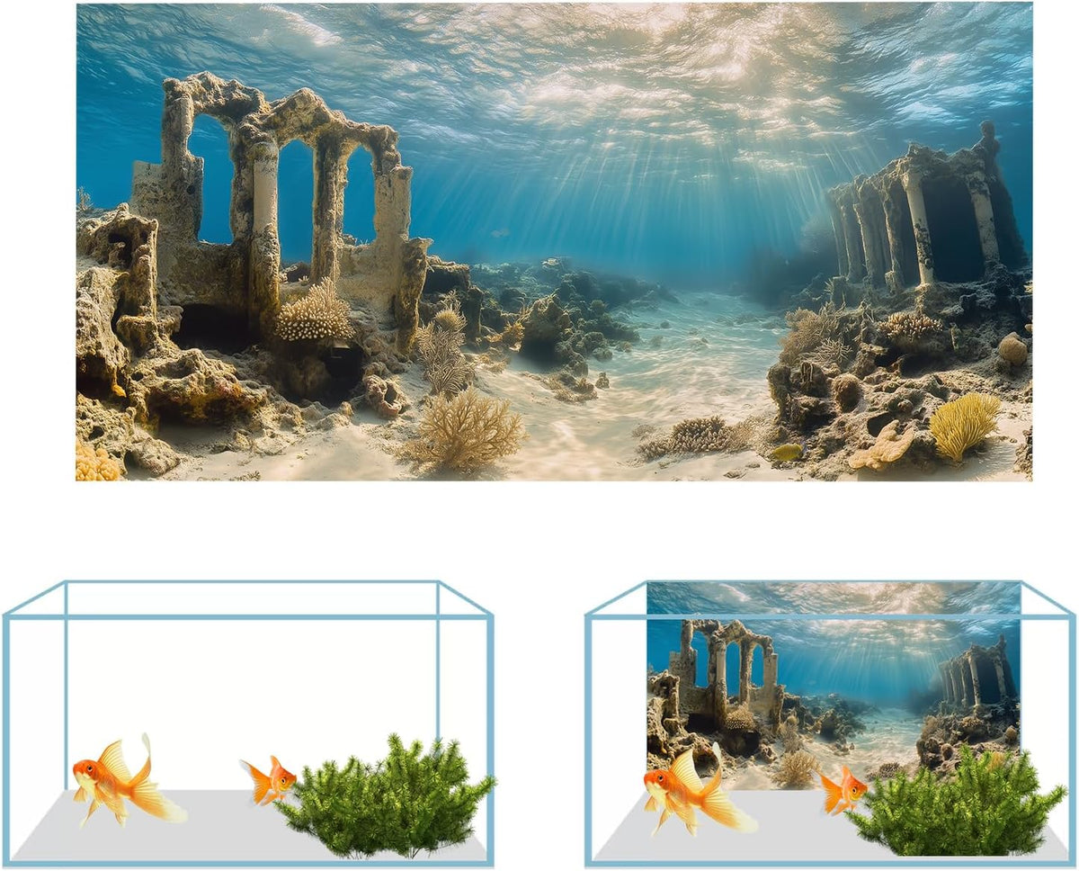 3 PCS Aquarium Background, 30x18 inch Polyester Fish Tank Background