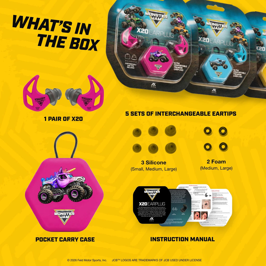 Monster JAM X20 Earplugs, Dual Noise Ear Protection, El Toro Loco